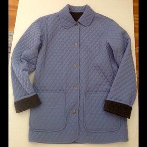 Cherokee blue reversible quilted jacket Sm fleece lined classic women
